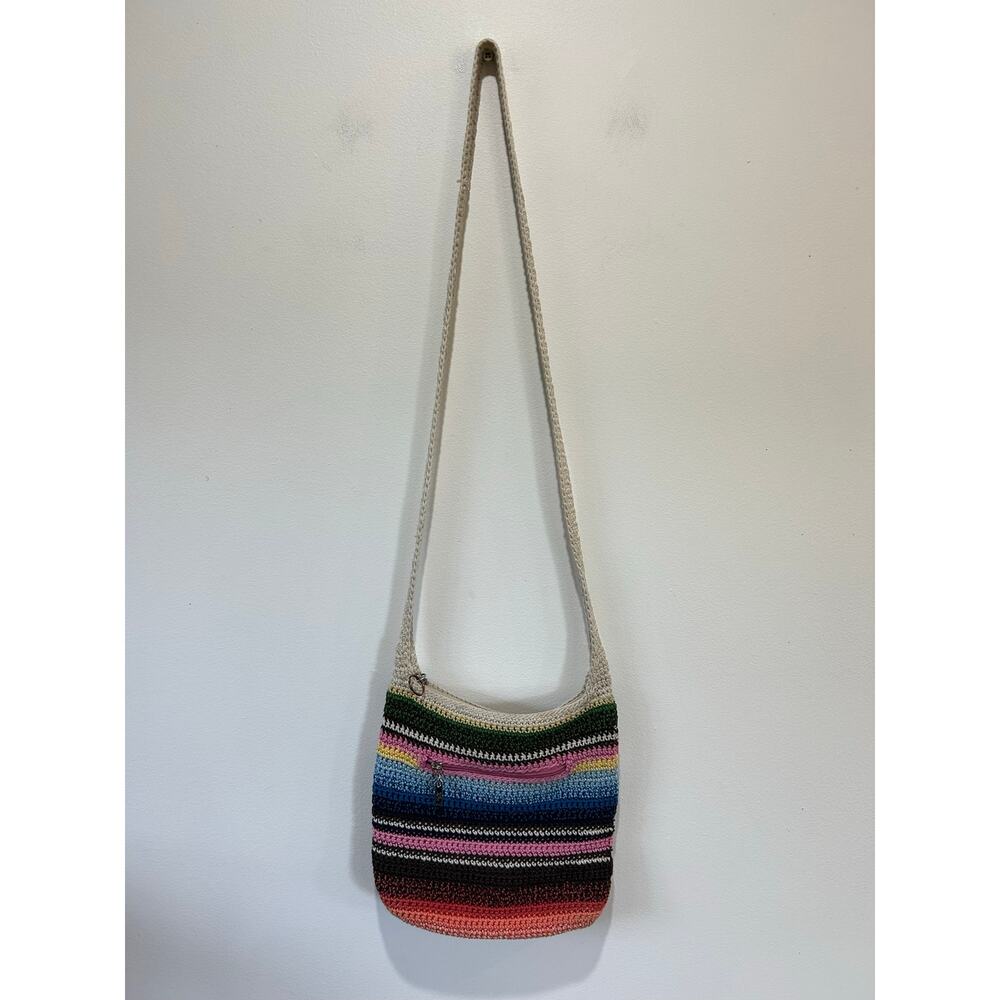 The Sak crochet crossbody handbag multicolor boho rainbow festival granola